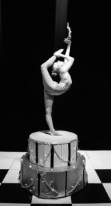 Contortionist performer on circus platform